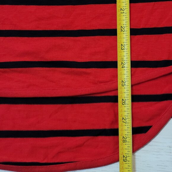 Express One Eleven Shirt Top Womens Medium Short Sleeve Casual Striped Red - Picture 7 of 7
